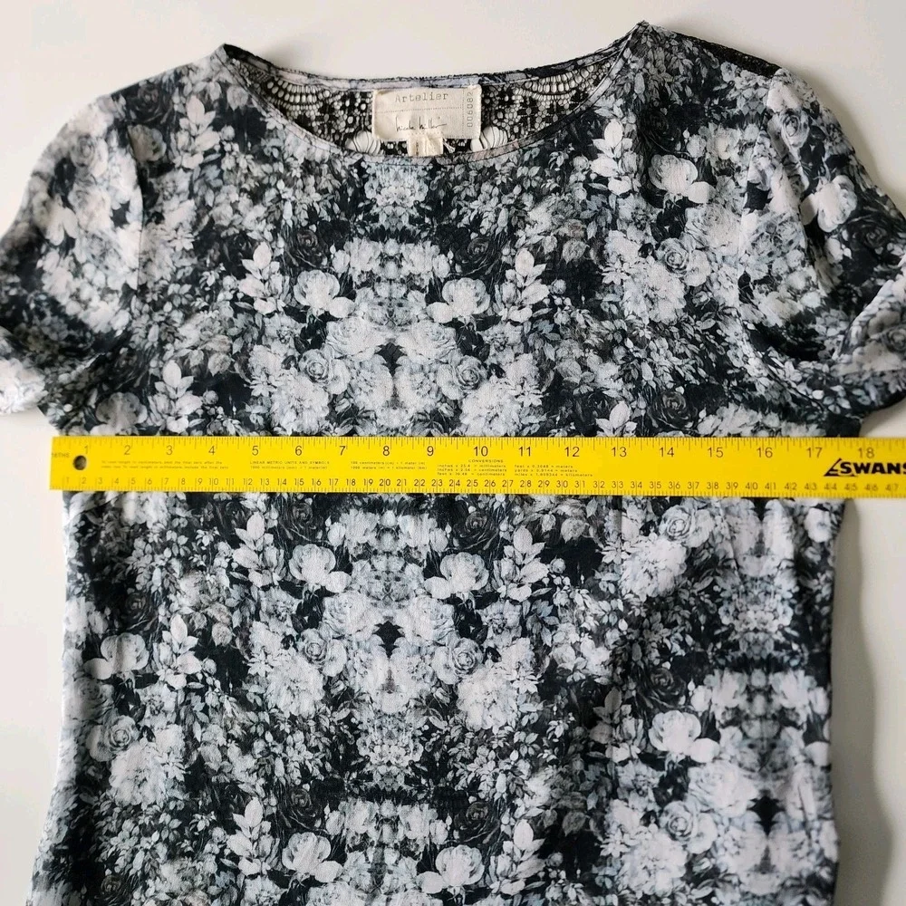 Nicole Miller Artelier Shirt Womens Small Sheer Lace Back Feminine Blouse Dainty - Picture 11 of 14